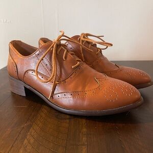 Classic Brown Faux Leather Women’s Oxford Shoes